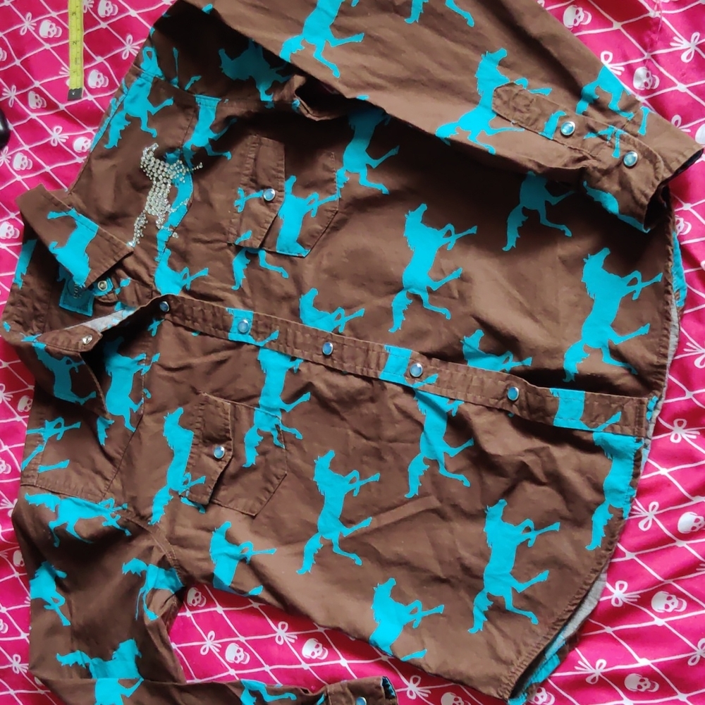 Western Embellished Button Down Top